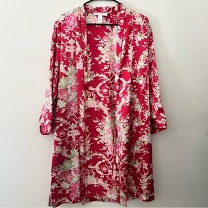 Oscar de la Renta Floral Kimono Robe - Red and Pink size small
